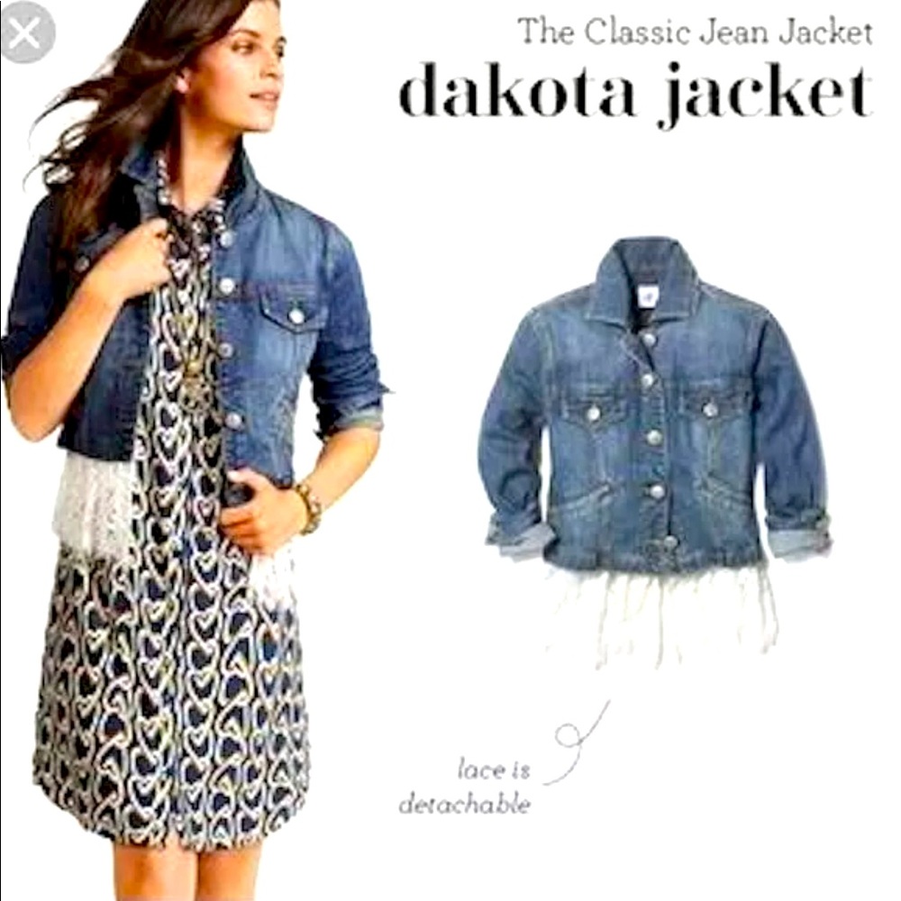 Cabi Dakota Denim Jacket with Removable Lace XL